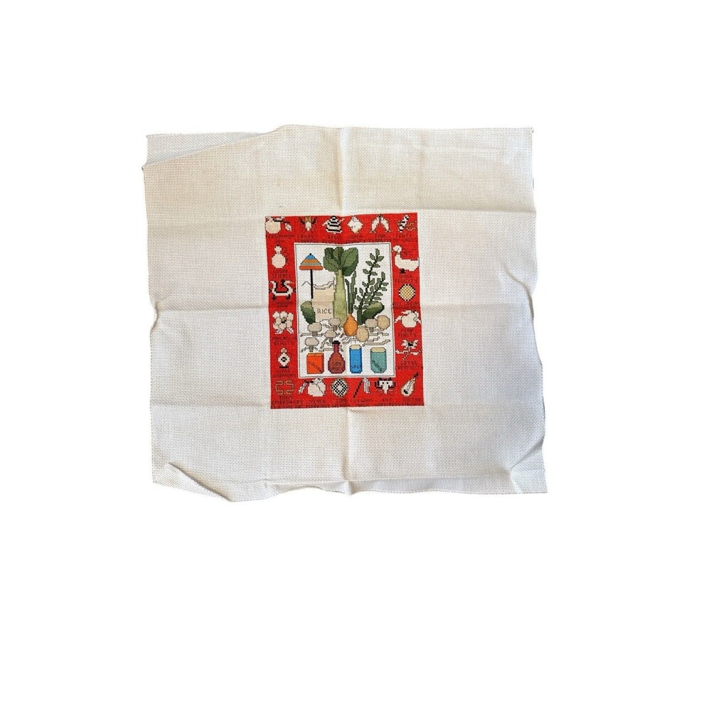 What's Cooking Asian Food Kitchen Sampler Finished Cross Stitch 18x17